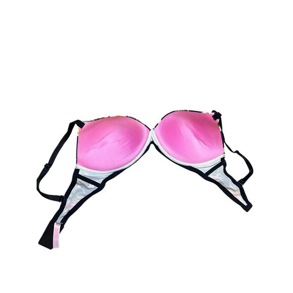 Victoria's Secret PINK Size 34DD Black Pink Flower Push-Up Bra - Picture 4 of 5